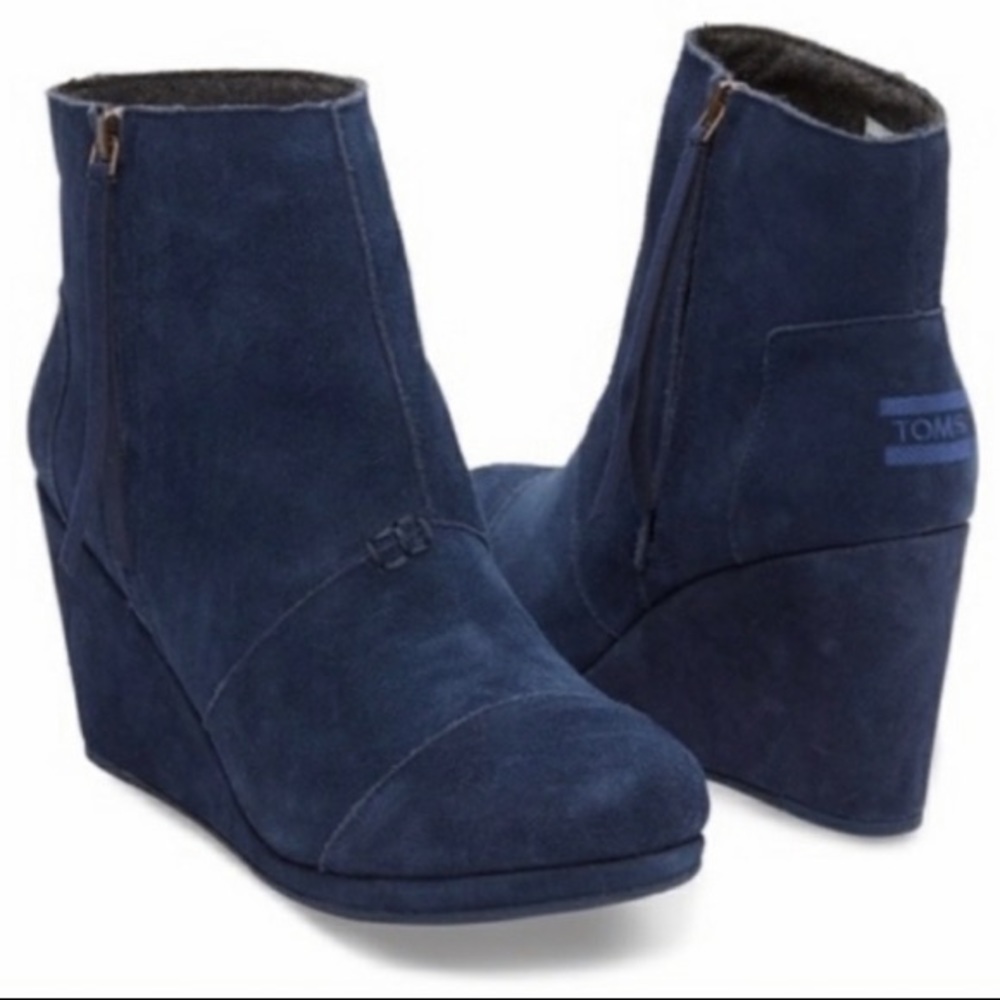 Toms Desert Wedge High Bootie Zipper Size 9